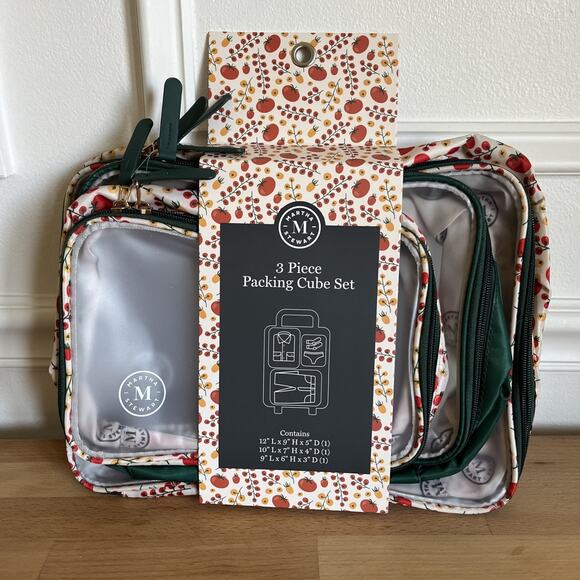 MARTHA STEWART 3 Piece Packing Cube Set Tomatoes Garden Travel Organization NIP - Picture 1 of 4